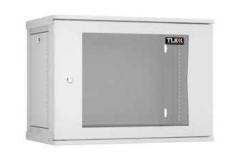 Шкаф телекоммуникационный настенный TLK Lite, 19", 9U, 436х600х350 мм (ВхШхГ), дверь: стекло, разборный, цвет: серый