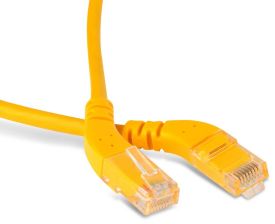 Шнур комм. угловой Hyperline, кат. 6, неэкр., U/UTP, RJ45/RJ45, LSZH, AWG24 3м, жёлтый, левый/левый 45°