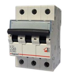 Автоматический выключатель Legrand TX3, 3 модуль, C класс, 3P, 63А, 6кА, (LEG.404062)