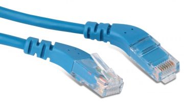 (Архив)Шнур комм. угловой Hyperline, кат. 5е, неэкр., U/UTP, RJ45/RJ45, LSZH, AWG24 5м, синий, левый/правый 45°