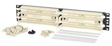 Кросс-панель Panduit PAN-PUNCH, 19", 2HU, 100x110, кат. 5е, универсальная, цвет: белый, (P110B1004R2Y), в комплекте 4-парные модули