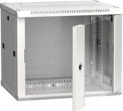 Шкаф навесной ITK LINEA W, 19", 6U, 370х600х600 мм (ВхШхГ), дверь: стекло, разборный, цвет: серый