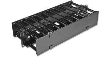 Организатор комм. шнуров Siemon, 2HU, 90х445х200 мм (ВхШхГ), горизонтальный, для стойки RS3, цвет: чёрный, (с крышкой) 