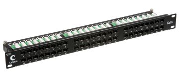 (Архив)Комм. патч-панель Cabeus, 19", 1HU, портов: 48 х RJ45, кат. 6, неэкр., цвет: чёрный, (PLHD-48-Cat.6-Krone)