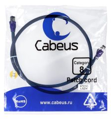 Шнур комм. Cabeus, кат. 8, экр., S/FTP, RJ45, LSZH, AWG24 1м, синий