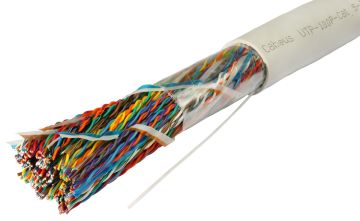 Кабель многопарный Cabeus, U/UTP, 100 пар., кат. 5, Ø 25мм, нг(А)-HF, 1м, барабан, внутри зданий, цвет: серый