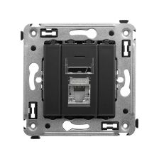 Розетка компьютерная DKC Avanti, 1x RJ45, кат. 6, экр., 2 модуля, упаковка: 1 шт, цвет: чёрный матовый, (DKC.4412393)