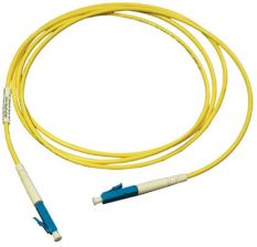 Комм. шнур оптический Cabeus Tight Buffer, Simplex LC/LC, OS2 9/125, LSZH, 10м, Ø 3мм, синий хвостовик, цвет: жёлтый