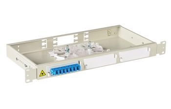 (Архив)Комм. панель ВО Связьстройдеталь ШКОС-Л, 1HU,  SC/UPC (SM) , невыдвижная, прямая, цвет: светло-серый, 2 кабельных ввода
