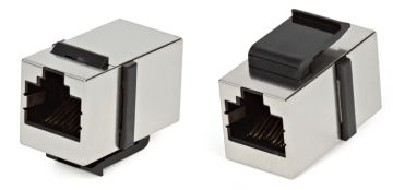 (Архив)Проходной адаптер (coupler) Hyperline, RJ45(8p8c), keystone, кат. 5е, экр., цвет: белый