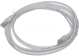 Шнур комм. TWT, кат. 6, неэкр., U/UTP, RJ45/RJ45, PVC, AWG24, 3м, серый