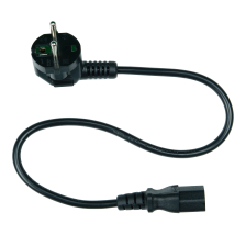 Силовой шнур BNH, IEC 60320 C13, вилка Schuko, 0.5 м, 10А, угловая, с заземлением, сечение 3×0,75, чёрный