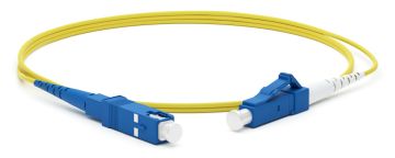 Комм. шнур оптический Hyperline, Simplex LC/SC (UPC), OS2 9/125, LSZH, 10м, Ø 2мм, синий хвостовик, цвет: жёлтый