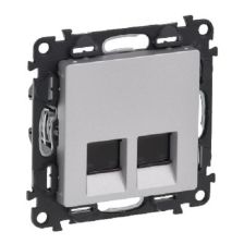 Розетка информационная Legrand Valena Life, 2x RJ45, кат. 5е, неэкр., внешняя, 51х58 мм (ВхШ), цвет: алюминий, (LEG.753641)