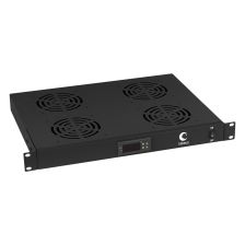 Вентиляторный модуль Cabeus, 19", 220V, 1U, 45х485х320 мм (ВхШхГ), вентиляторов: 4, поток: 600 м3/ч, для шкафов, цвет: чёрный
