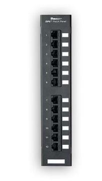 Комм. патч-панель наборная Panduit, 19", 1HU, портов: 12 х RJ45, кат. 5е, цвет: чёрный, (DP125E88TGY)