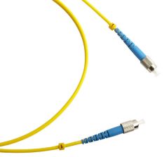 Комм. шнур оптический Cabeus Tight Buffer, Simplex FC/FC, OS2 9/125, LSZH, 20м, Ø 3мм, синий хвостовик, цвет: жёлтый
