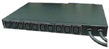 БРП (PDU) Basic Eurolan, IEC 60320 С13 х 10, вход IEC 320 C20, шнур 3 м, 44мм, 1ф 16А, чёрный, входных вилок 2 шт.