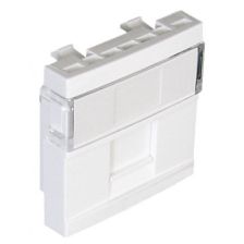 Лиц. панель розеточная Efapel QUADRO 45, 1х RJ45, 45х45 мм (ВхШ), плоская, шторки, цвет: белый (45976 SBR)