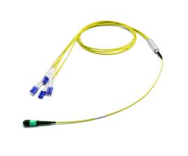 Сборка кабельная Eurolan разветвительная, MTP/LC, OS2 9/125, LSZH (нг(A)-HF), 2м, Ø 3мм, синий хвостовик, цвет: жёлтый