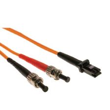 (Архив)Комм. шнур оптический Hyperline, Duplex ST/MTRJF, OM2 50/125, LSZH, 1м, Ø 2мм, чёрный хвостовик, цвет: оранжевый