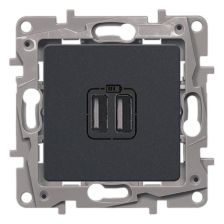 Розетка информационная Legrand Etika, 2x USB, цвет: антрацит, (LEG.672694)