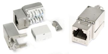 Модуль универсальный Hyperline, keystone, 1хRJ45, Toolless, кат. 5е, экр., 1 шт, цвет: белый