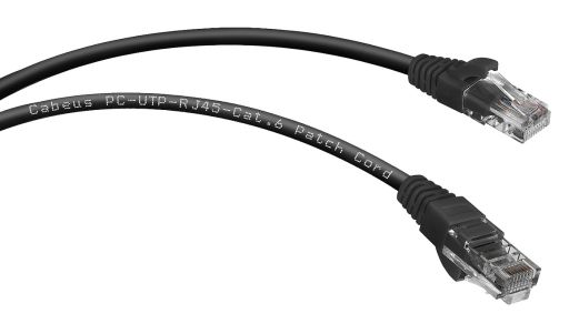 Шнур коммутационный Cabeus PC-UTP-RJ45-Cat.6-0.3m-BK