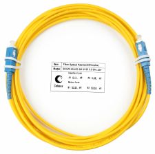 Комм. шнур оптический Cabeus Tight Buffer, Simplex SC/SC, OS2 9/125, LSZH, 5м, Ø 3мм, синий хвостовик, цвет: жёлтый