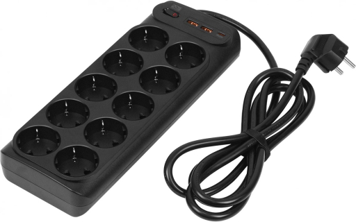 Сетевой фильтр Powercom SP-10 USB2A1CB 3,0 m (3*1.5mm)