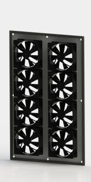 (Архив)Вентиляторный модуль RiT, термостат, 1U, 40х360х560 мм (ВхШхГ), вентиляторов: 8, для серии Floor Out, цвет: чёрный