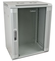 Шкаф телекоммуникационный настенный Cabeus SH-05F, 19", 15U, 769х600х450 мм (ВхШхГ), дверь: стекло, сварной, цвет: серый