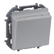 Выключатель Legrand INSPIRIA, одноклавишный, с подсветкой, 6А, 75,8х75,8 мм (ВхШ), цвет: алюминий, карточный (673802)