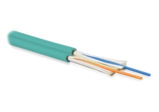 Кабель ВО Hyperline FO-D3-IN Tight Buffer,  2хОВ, OM3 50/125, HFLTx, Ø 3мм, внутри зданий, небронированный, цвет: аквамарин
