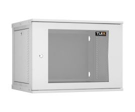 Шкаф телекоммуникационный настенный TLK Lite, 19", 9U, 436х600х450 мм (ВхШхГ), дверь: стекло, разборный, цвет: серый