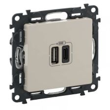 Розетка информационная Legrand Etika, 2x USB, цвет: слоновая кость, (LEG.672336)