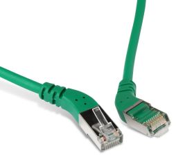 Шнур комм. угловой Hyperline, кат. 5е, экр., F/UTP, RJ45/RJ45, LSZH, AWG26 5м, зелёный, правый/правый 45°