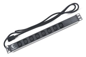 Блок распределения питания Cabeus, 2м, IEC С13 х8, 50х490х50 мм(ВхШхГ), 10А, 1ф, подкл IEC C14, чёрный