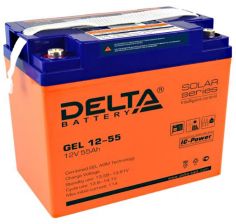Аккумулятор для ИБП Delta Battery GEL, 214х137х228 мм (ВхШхГ),  необслуживаемый электролитный,  12V/55 Ач, цвет: жёлтый, (GEL 12-55)