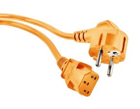(Архив)Шнур для блока питания Hyperline, IEC 309 2P+E, вилка Schuko, 1.8 м, 10А, цвет: оранжевый