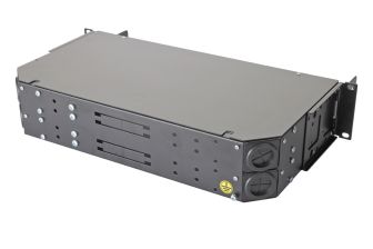 Комм. панель ВО Eurolan, 2HU,  LC/UPC (Quadro) OM2 невыдвижная, орг-йзер: предустановлен, цвет: чёрный