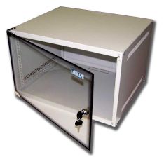 Шкаф телекоммуникационный настенный TWT Lite, 19", 4U, 279х600х450 мм (ВхШхГ), дверь: стекло, разборный, цвет: серый