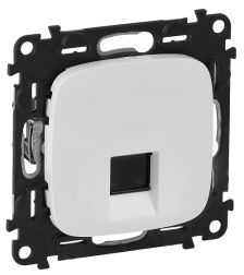 Лиц. панель розеточная Legrand Valena Allure, 1х RJ45, 58х51 мм (ВхШ), плоская, для розетки RJ45, цвет: белый (LEG.755415)