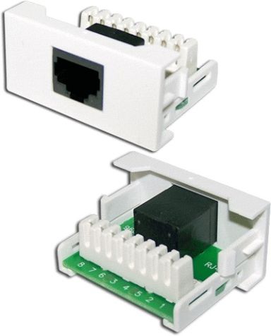 Вставка в розеточную панель Lanmaster LAN-WA-LP-45/6-WH