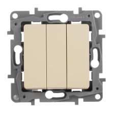 Выключатель Legrand Etika, трехклавишный, без подсветки, 10А, цвет: слоновая кость (672313)