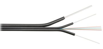 Кабель ВО Nikolan Loose tube,  2хОВ, OS2 9/125, LSZH, катушка, универсальный, небронированный, цвет: чёрный, бабочка со стальными прутками и тросом