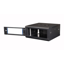 Шкаф телекоммуникационный настенный Datarex, 19", 4U, 280х600х600 мм (ВхШхГ), дверь: стекло, разборный, цвет: чёрный