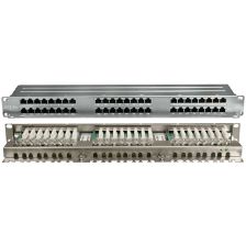 Комм. патч-панель Hyperline, 19", 1HU, портов: 48 х RJ45, кат. 5е, экр., высокой плотности, (PPHD-19-48-8P8C-C5E-SH-110D)