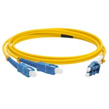 Комм. шнур оптический Lanmaster, Duplex SC/LC (UPC/UPC), OS2 9/125, LSZH, 1,5м, Ø 3мм, синий хвостовик, цвет: жёлтый
