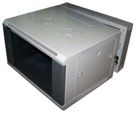 Шкаф телекоммуникационный настенный TWT PRO, 19", 6U, 368х600х600 мм (ВхШхГ), дверь: стекло, откидной, цвет: серый